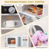 HONEY JOY Kids Kitchen Playset, Wooden Play Kitchen for Toddlers, Water Dispenser, Stove, Faucet, Microwave, Washing Machine, Utensils, Little Chef Pretend Toy Kitchen Set for Boys Girls, White view 3