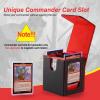 Stepane MTG Deck Box, Double Display Window MTG, Commander Deck Box Fits 120+ Single Sleeved Cards, PU Leather Magnetic Closure Card Box with 2 Dividers&2 Toploaders for TCG, CCG, Black/Red view 3