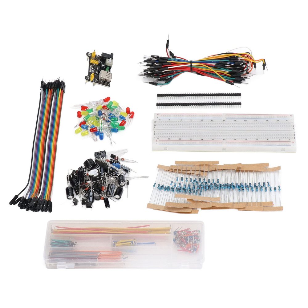 400+ Components Electronic Kit with Breadboard, Power Module, USB Data Cable for R3, STM32,