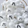 185pcs Double Stuffed Pearl White Balloon Arch Kit with Black Bows view 1