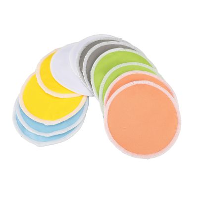 12pcs Colourful Nursing Pads with Laundry Bag, Washable Leakproof Soft Bamboo Cotton Reusable Breastfeeding Nipple Pad for Maternity, Sore Nipples
