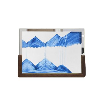 ADFLTFC Moving Sand Art Picture Sand Art Liquid Motion Glass Relaxing Desktop Decorations Wooden Frame Perfect Quicksand Decor & Relaxation Desk Toy for Home and Office(B)
