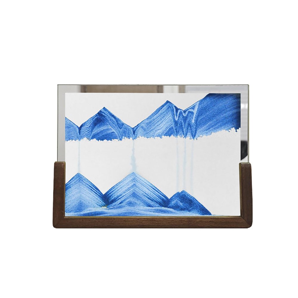 ADFLTFC Moving Sand Art Picture Sand Art Liquid Motion Glass Relaxing Desktop Decorations Wooden Frame Perfect Quicksand Decor & Relaxation Desk Toy for Home and Office(B)