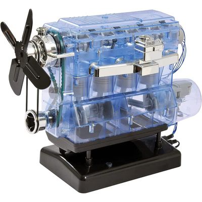 4-Cylinder Engine Model Kit, Transparent Engine Case, with Illuminated Spark Plugs and Sound Base, DIY Simulation Dynamic Engine Model, Suitable for Children Aged 10+