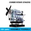 4-Cylinder Engine Model Kit, Transparent Engine Case, with Illuminated Spark Plugs and Sound Base, DIY Simulation Dynamic Engine Model, Suitable for Children Aged 10+ view 3