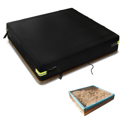 4x4 Feet Square Sandbox Cover Waterproof 600D Oxford Cloth PVC Coating Rainproof Anti UV Heavy Duty,for Kids Outdoor Protect Sandbox Sand and Toys,Cover Only (Black,47.2" x 47.2" x 7.9")