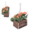 1:12 Scale Miniature Hanging Flower Basket, Miniature Plant Flower Dollhouse Decor, Dollhouse Hanging Plant Pot for Decoration view 2