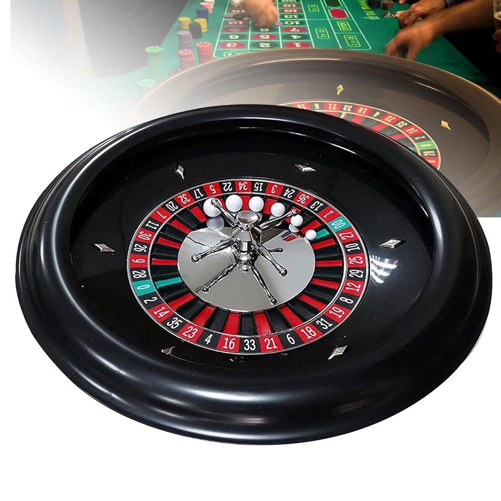 MTTXY Roulette Wheel Set with 2 Roulette Balls, 45cm/18in Turntable Leisure Table Games, Professional Double-Zero Layout Roulette Wheel for at-Home Game or Club Party