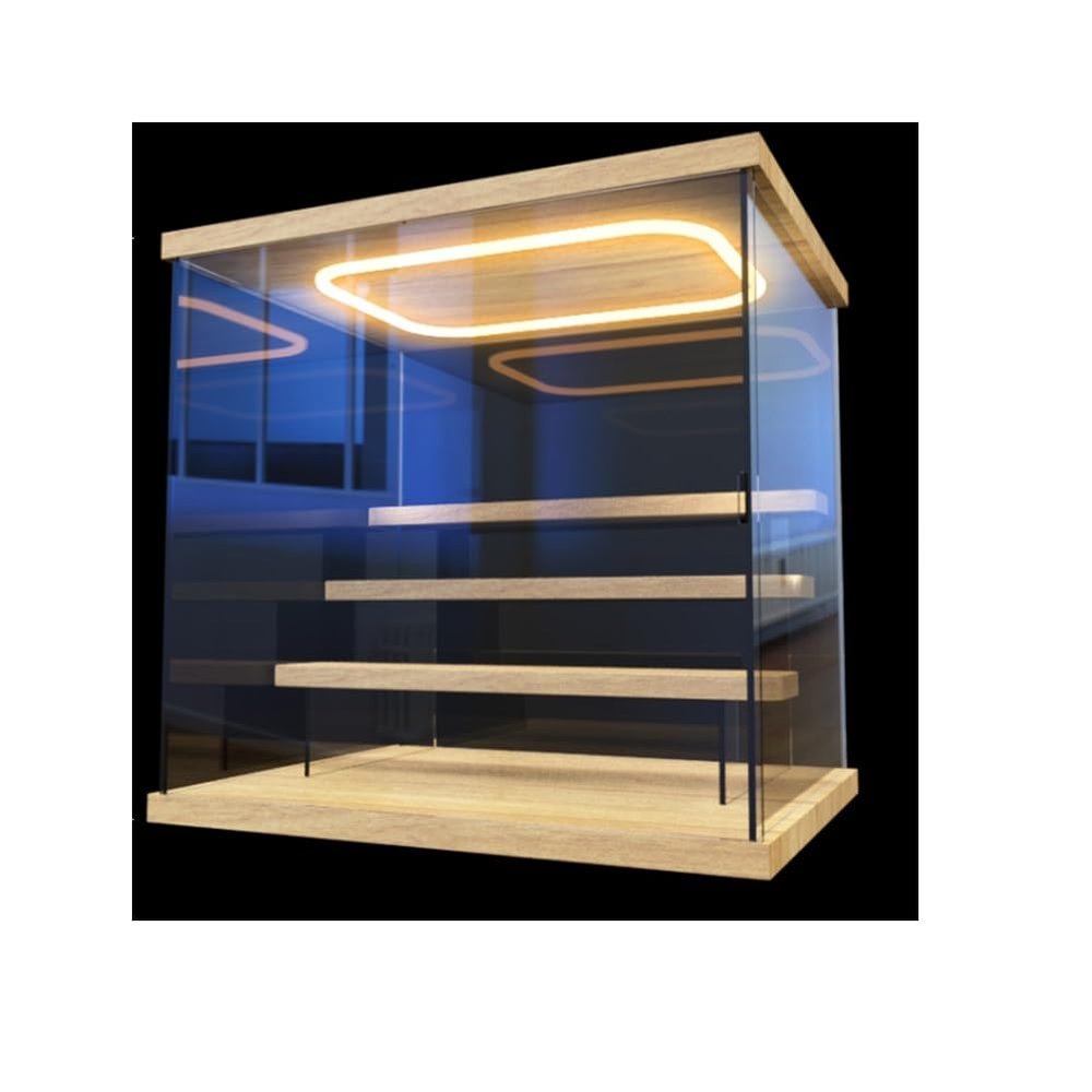 XLIHAWY Clear Acrylic Display Case, Stackable Showcase Box with LED Light, 2/3/4/5 Tier Storage Organizer for Collectibles Action Figure(32x24x30.5cm)