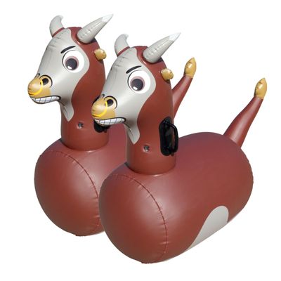 Hearthsong Hop N Go Inflatable Bull Riding Bouncy Hopping Toys for Kids Ages 5+ - Ride On Bouncer Animal Hopper Jumping Toys for Outdoor Games (2 Pack)