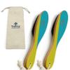Beach Sand and Pool Feet Brush w/Soft Bristles | 2 Pc. Set | Use Also for Surfboards, Towels, Chairs, Pet Paws, & Outdoor Gear | Portable Travel Gear w/Cotton Bag | Sand Remover (Turquoise/Yellow) view 1