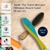 Beach Sand and Pool Feet Brush w/Soft Bristles | 2 Pc. Set | Use Also for Surfboards, Towels, Chairs, Pet Paws, & Outdoor Gear | Portable Travel Gear w/Cotton Bag | Sand Remover (Turquoise/Yellow) view 4