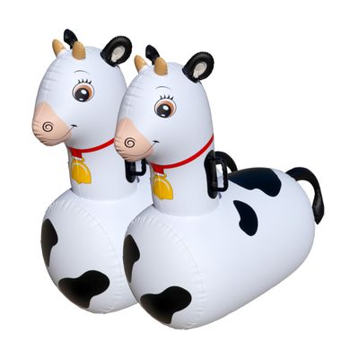 Hearthsong Hop N Go Inflatable Bouncy Cow Riding, Hopping Toys for Kids Ages 5+ - Ride On Bouncer Animal Hopper Jumping Toys for Outdoor Games (2 Pac