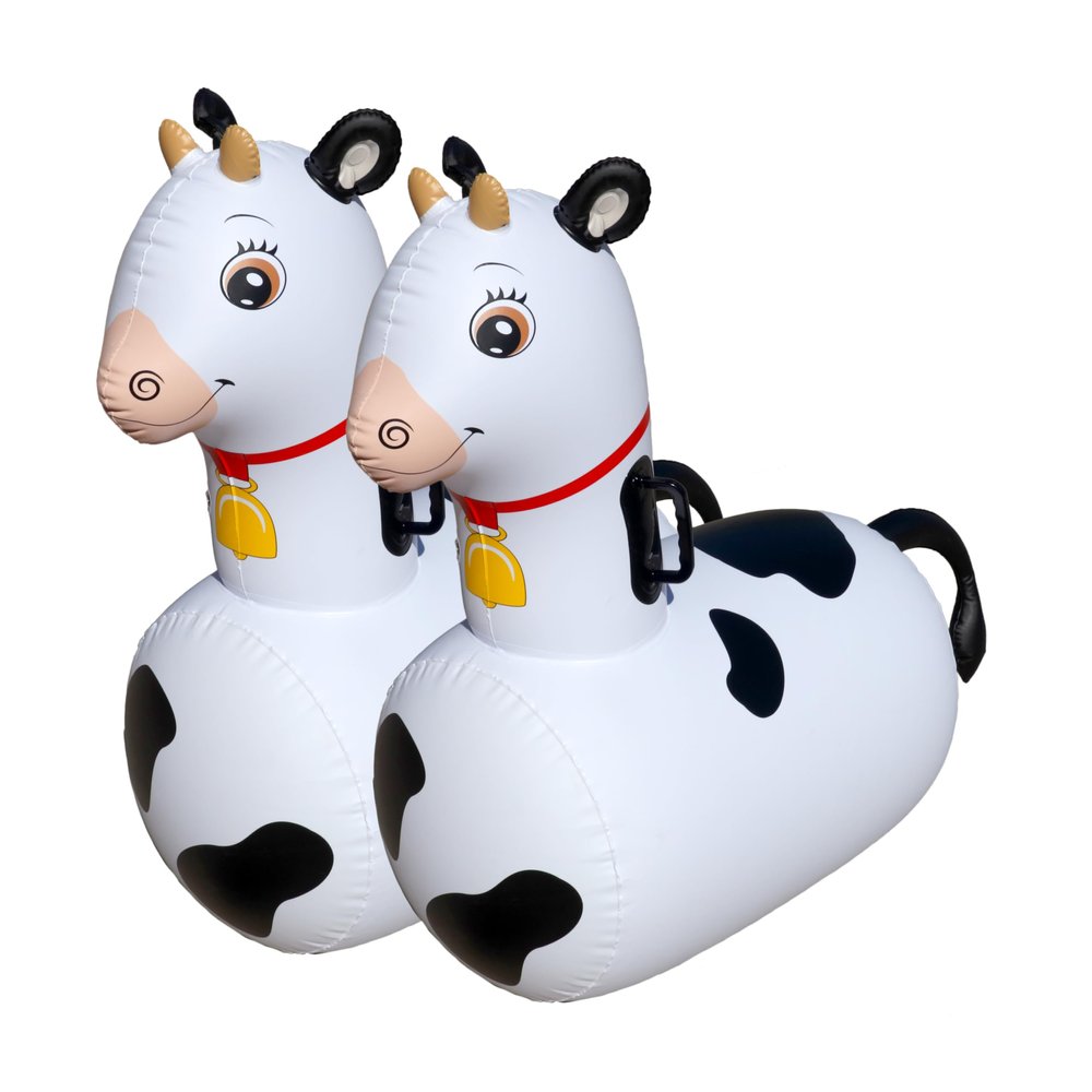Hearthsong Hop N Go Inflatable Bouncy Cow Riding, Hopping Toys for Kids Ages 5+ - Ride On Bouncer Animal Hopper Jumping Toys for Outdoor Games (2 Pac