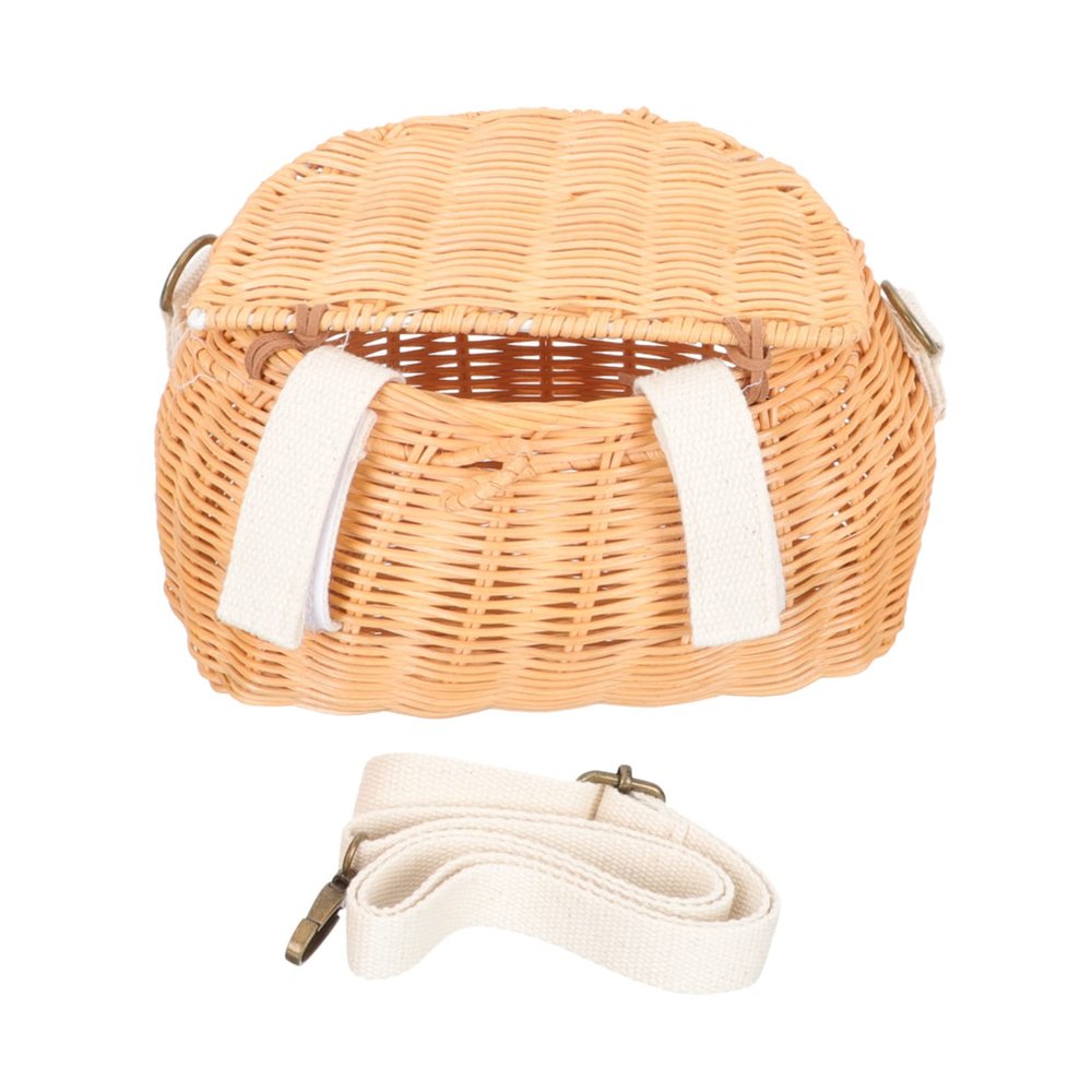 WATIIFUFU Rattan Woven Crossbody Bag for Boys and Girls Rattan Basket Design Lightweight and Shoulder Sling for Boys and Girls for Bicycles and Scooters