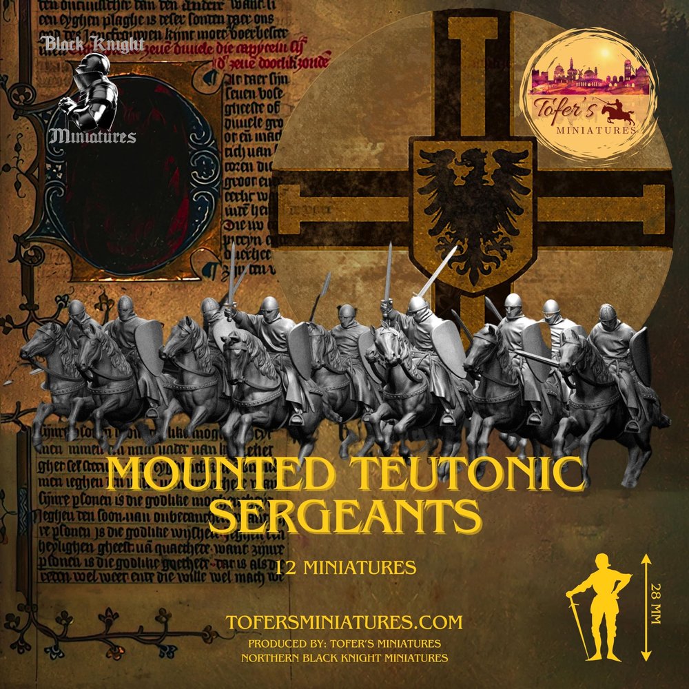 Tofer's Miniatures 13th Century Teutonic Knights. 28 mm Miniatures Ideal for Games Like SAGA and Other Wargames. Produced (Mounted Teutonic Sergeants)