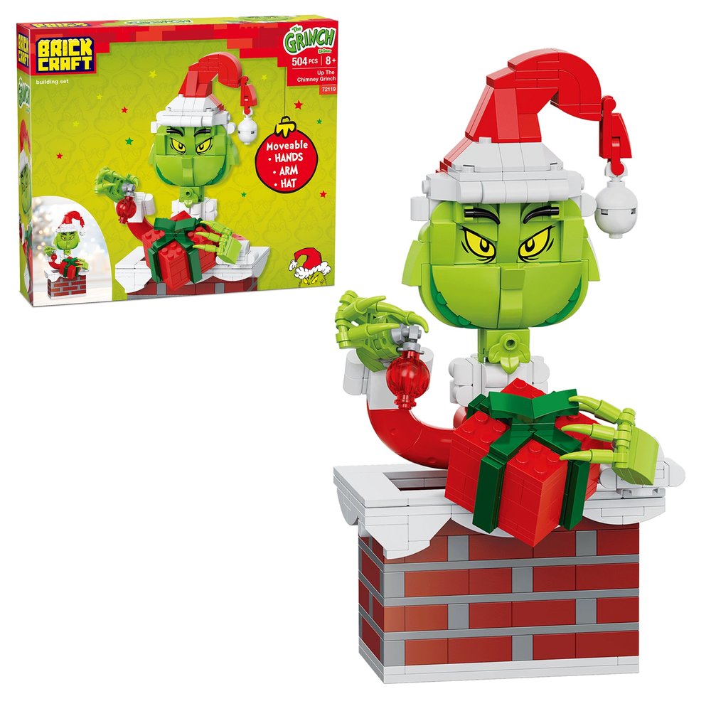 Brickcraft The Grinch Building Set, 504 PCS Christmas Toy Kit for Kids & Adults 8+, Movable Hands Arm & Hat, Holiday Collectible Display Model, Fun Xmas Gift Idea for Grinch Fans & Builders