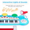 Best Choice Products 37-Key Kids Electronic Musical Instrument Piano Learning Toy Keyboard w/ Multiple Sounds, Lights, Microphone, Stool - Multicolor view 2