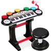 Best Choice Products 37-Key Kids Electronic Musical Instrument Piano Learning Toy Keyboard w/ Multiple Sounds, Lights, Microphone, Stool - Black view 1