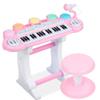 Best Choice Products 37-Key Kids Electronic Musical Instrument Piano Learning Toy Keyboard w/ Multiple Sounds, Lights, Microphone, Stool - Light Pink view 1