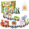 11 Pcs Magnetic Train Set Montessori Toys for 1 2 3 Years Old Toddlers Boys Girls, Wooden Animals Preschool Learning Easter Basket Stuffers Sensory Toys Birthday Gifts Ages 1-3, 2-4 view 1
