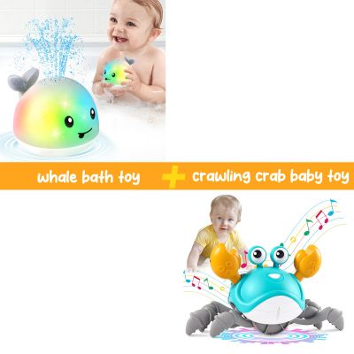 2024 Upgraded Whale Bath Toys for Babies + Crawling Crab Baby Toys 3.0
