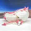 3D Printed Dragons with Dragon Egg, Articulated Mother and Child Axolotl Dragons, White and Pink Axolotl Baby Dragon, Fidget ADHD Autism Toy MCD-040-007-PNK-WE view 2