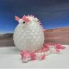 3D Printed Dragons with Dragon Egg, Articulated Mother and Child Axolotl Dragons, White and Pink Axolotl Baby Dragon, Fidget ADHD Autism Toy MCD-040-007-PNK-WE view 3