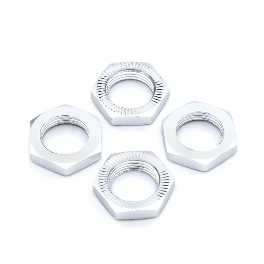 4PCS 17mm Wheel Nut Hex Adapter Thread Pitch 1.25mm for Some RC Hobby Model Car Hobao Wheel Nut 1/8 RC Model Car Accessorys(Silver)