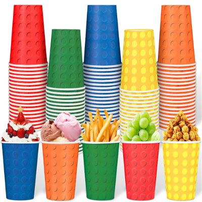 100pcs Building Blocks Party Paper Cups Colorful Blocks Bricks Disposable Cups for Block Party Decorations Building Bricks Paper Drinking Cups for Building Block Birthday Party Supplies and Favors