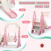 4 in 1 Slide Climber Swing Set, Freestanding Toddler Slide Climber Playset with Basketball Hoop, Toddler Playground Indoor Outdoor, Easy Setup (Pink) view 2