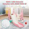 4 in 1 Slide Climber Swing Set, Freestanding Toddler Slide Climber Playset with Basketball Hoop, Toddler Playground Indoor Outdoor, Easy Setup (Pink) view 3