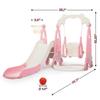 4 in 1 Slide Climber Swing Set, Freestanding Toddler Slide Climber Playset with Basketball Hoop, Toddler Playground Indoor Outdoor, Easy Setup (Pink) view 4