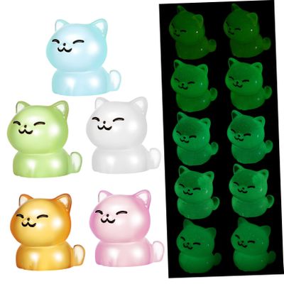 BESTonZON 20pcs Realistic Miniature Cats Resin Toys Glow Dark Tiny Stuff for Dollhouse Decorations