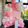 Pink and White Balloon Arch Kit,Baby Pink Clear Long Balloons for Girl Light Pink Latex Bow Birthday Party Decorations Wedding Baby Shower Bridal Engagement Anniversary Pink Bow Decor view 4