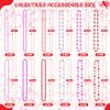 12PCS Valentines Necklace Accessories, 12 Kinds Red Pink Valentine's Day Beads Necklace, Metallic Heart Shape Bead Necklace Accessories Bulk, Romantic Valentine's Day Classroom Gifts School Favors view 2