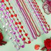 12PCS Valentines Necklace Accessories, 12 Kinds Red Pink Valentine's Day Beads Necklace, Metallic Heart Shape Bead Necklace Accessories Bulk, Romantic Valentine's Day Classroom Gifts School Favors view 4