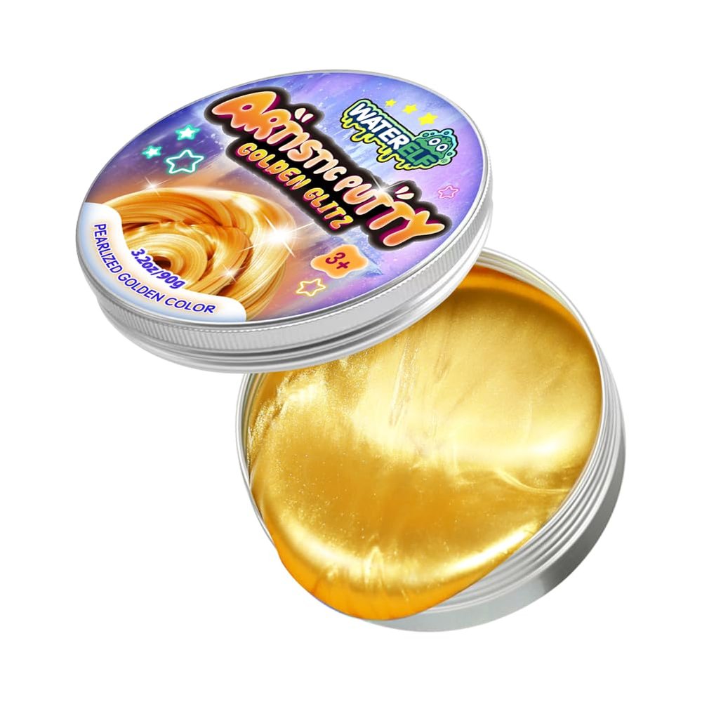 WATERELF Play Putty Slime for Kids, Fidget Sensory Artistic Therapy Putty Toys for Boys Girls Adults, Stress Relief Non-Sticky, 3.11 Inch 3.2 Oz  Gold