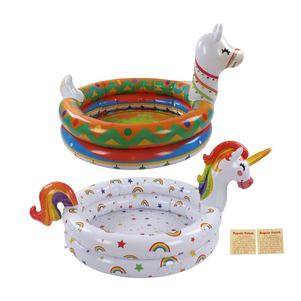2PCS Kids Inflatable Pool PVC Foldable Portable Mini Swimming Pool Cute Animal Shape Blow Up Baby Pool for Home Outdoor