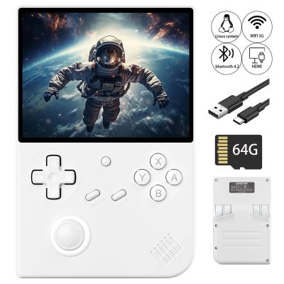 RG40XX V Retro Handheld Game Console with Linux System 4'' IPS Screen Built-in 64G Card Preloaded Games 4753+ RG 40XXV Portable Gaming Console RG40XXV Supports 5G WiFi HDMI Bluetooth 4.2 White