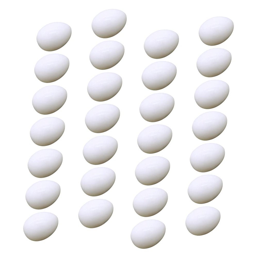 BESPORTBLE 28pcs Lifelike Plastic Pigeon Eggs for Decoration and Hatching Induction Creative Fake Lightweight and Smooth Design for Pigeon Breeding and Nesting