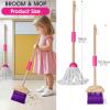 Masthome 8 Pieces Kids Cleaning Set,Wooden Cleaning Toys for Kids Broom Dustpan Mop Brush Duster Rag Sponge and Hanging Stand,Skill Developmental Pretend Play Kit for Toddlers,Children view 2