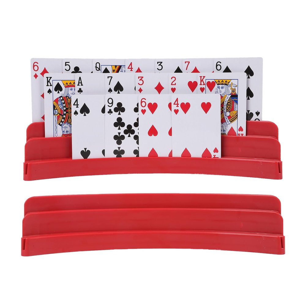 2 Pack Three-Layer Design Playing Cards HoldersPlaying Card Holder for Kids Adults Hands Free Card Holder for Family Card Game Nights Poker Parties