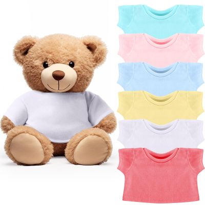 Skylety 6 Pcs Bear Clothes Basic Tee Shirt Classic Stuffed T Shirt Plush Crew Neck for Stuffed Bears Doll with 14 - 18 Inch, Bear Not Included(Multicolor)