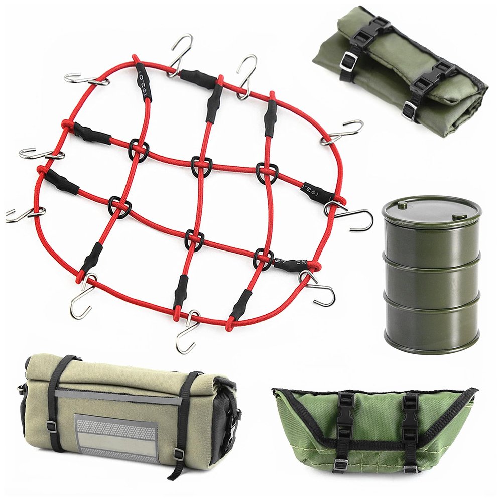 1/24 RC Crawler Decoration Simulation Decoration Mini Luggage Net Simulated Decorative Package Luggage Travel Bag Fuel Tank for 1/18 TRX4M 1/24 Axial SCX24 FCX24 FMS RC Crawler Car Accessories(Green)