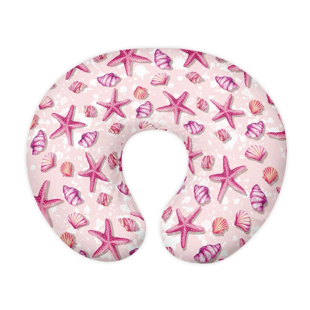 Zanxiantu Pink Shell Starfish Nursing Pillow Covers for Baby Girls Soft and Stretchy Pillow Covers Toddler Nursing Pillow Slipcover Breastfeeding Pillow Slipcover Fits Infant Nursing Pillow Case