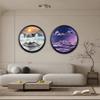 3D Dynamic Sand Art Liquid Motion, 17.4in Round Glass Moving Sand Art Picture Sandscapes In Motion Round Glass 3D Deep Sea Sandscape In Motion Display Flowing Sand Frame Relaxing Desktop Home Office(F view 4