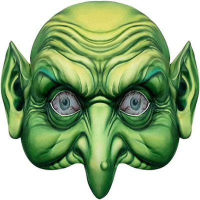 AYILUOBE Women's Witch Wig Hat Masks Set Spooky Green Face Goblin Wizard Mask Evil Zombie Mask Creepy Cosplay Party Halloween Costume