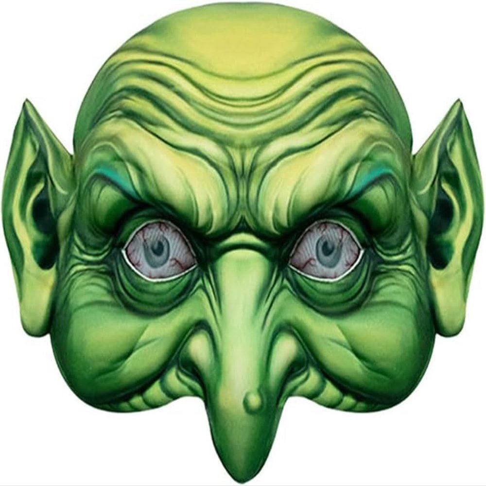 AYILUOBE Women's Witch Wig Hat Masks Set Spooky Green Face Goblin Wizard Mask Evil Zombie Mask Creepy Cosplay Party Halloween Costume