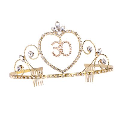 Baluue 1pc Golden Rhinestone Birthday Comb Elegant Alloy Headwear for Birthday Celebrations for Weddings and Parties Lightweight and Design